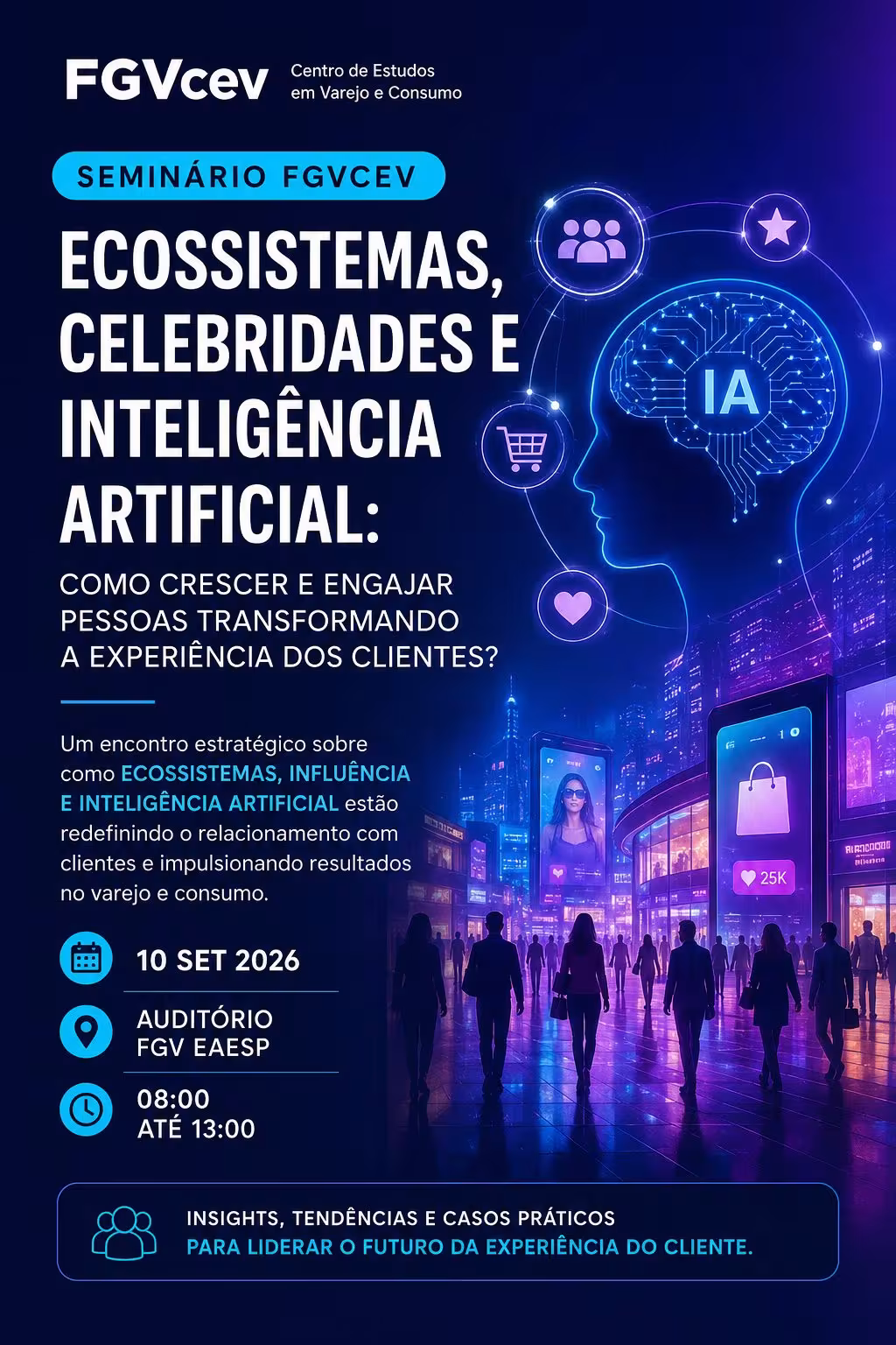 Summit FGVcev Ecossistemas, Celebridades e Inteligência Artificial: Como Crescer e Engajar Pessoas Transformando a Experiência dos Clientes?